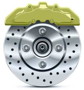 Brake  disc with caliper, vector